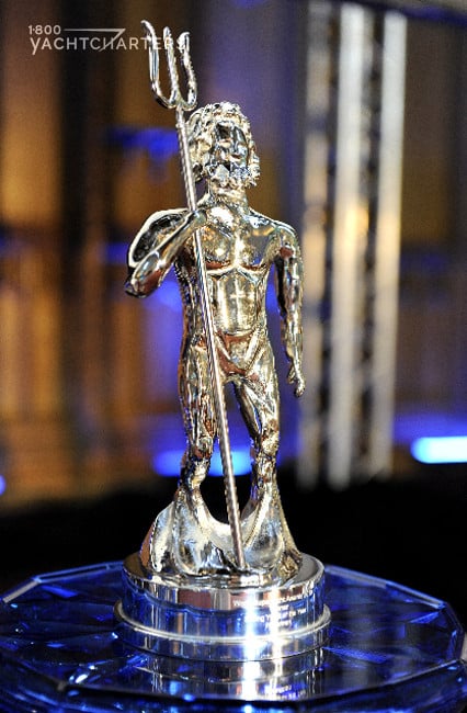 Photograph of a neptune award statue.