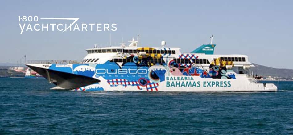 Picture of the profile of a high-speed ferry boat that goes to the Bahamas