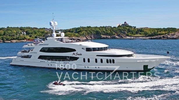 Trinity yacht charterboat profile with watersports toy