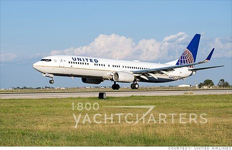 caribbean yacht charter clients can now fly to St. Lucia with United Airlines