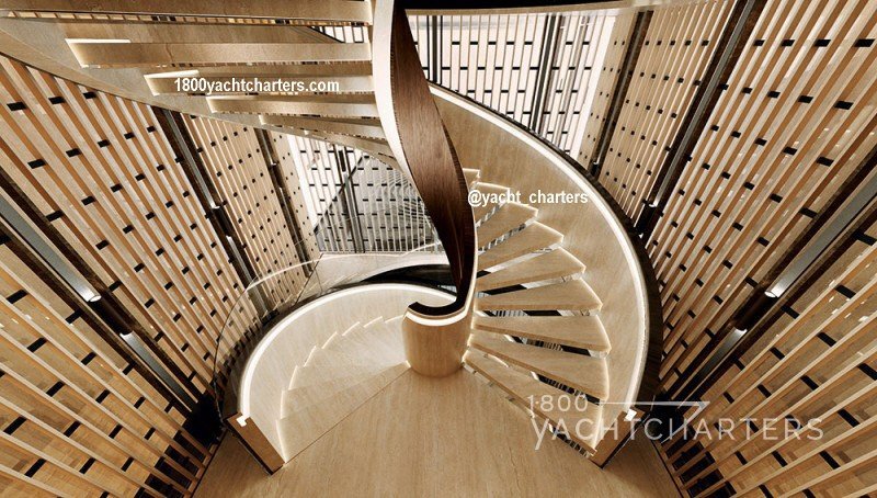 Spiral staircase on yacht